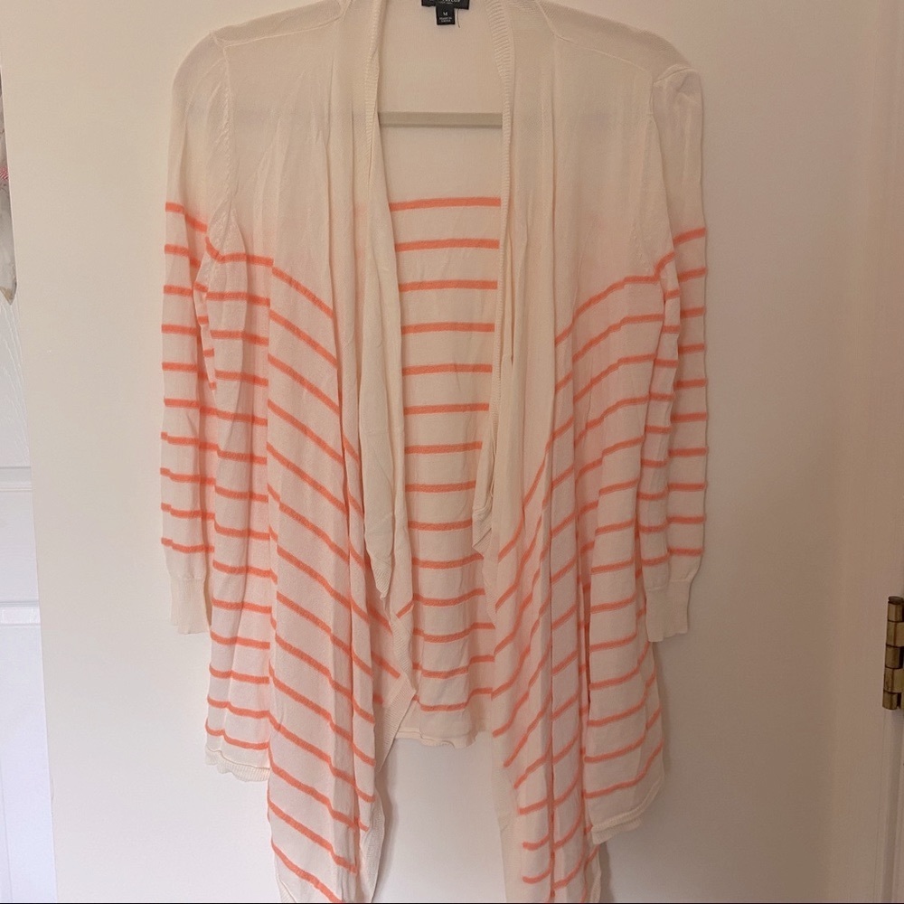 Ann Taylor Drape Front Striped Cardigan